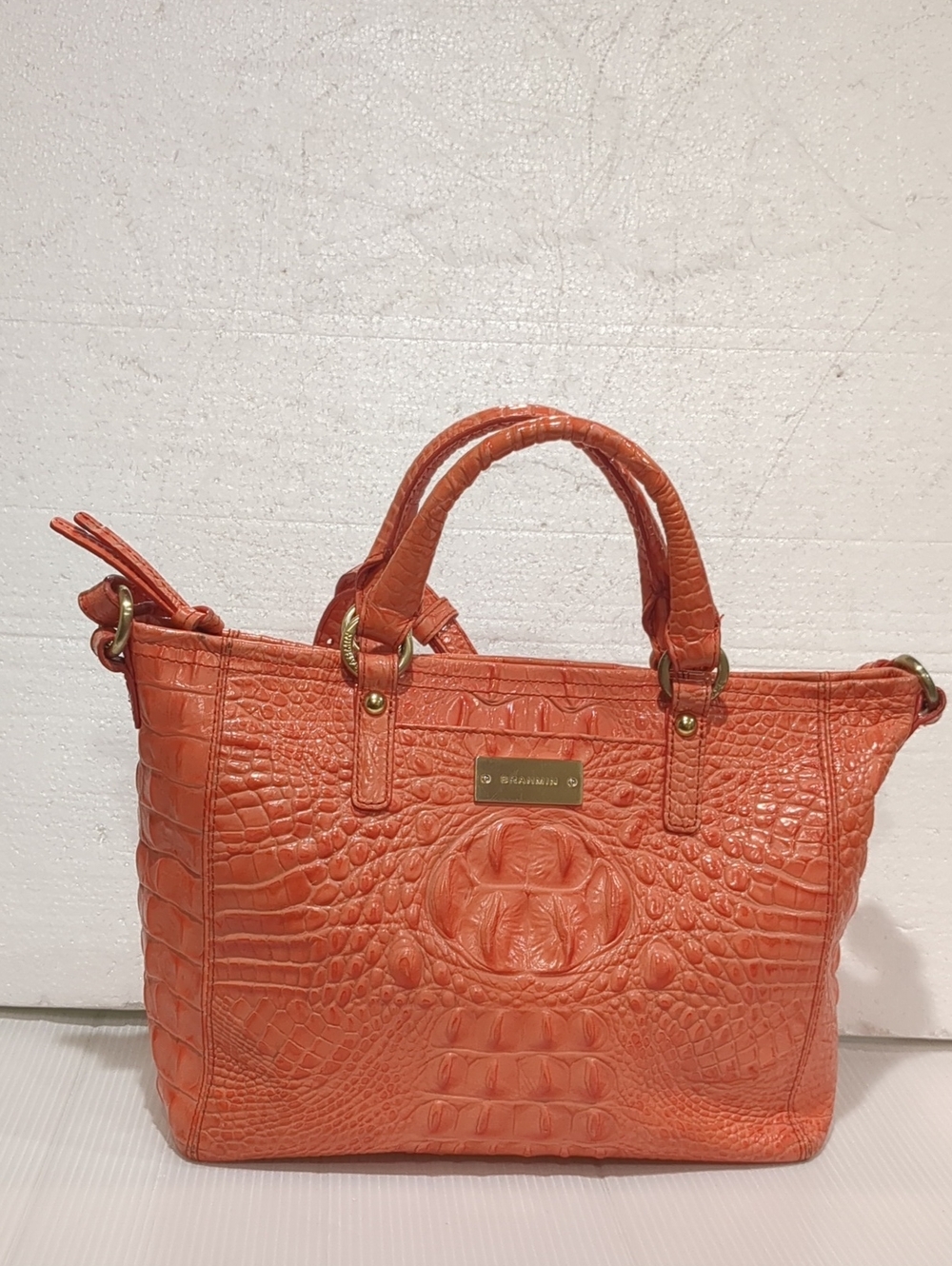 Brahmin Croc-Embossed Satchel Handbag Shoulderbag Sunflare Melbourne Color